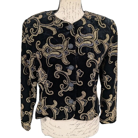 Norton Mc Naughton Blazer 10P Black Gold Paisley Whimsey Goth Y2K - Picture 1 of 12